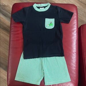 Squiggles by Charlie Navy and Green Striped Kids' golf theme set